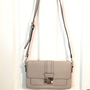 Light Beige Faux Leather Crossbody Bag